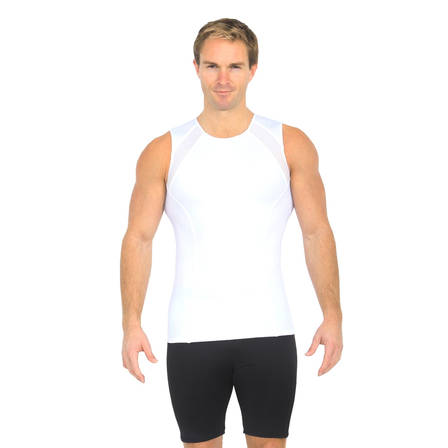 Insta Slim Compression Side & Back Mesh Panel Sleeveless Crew Neck