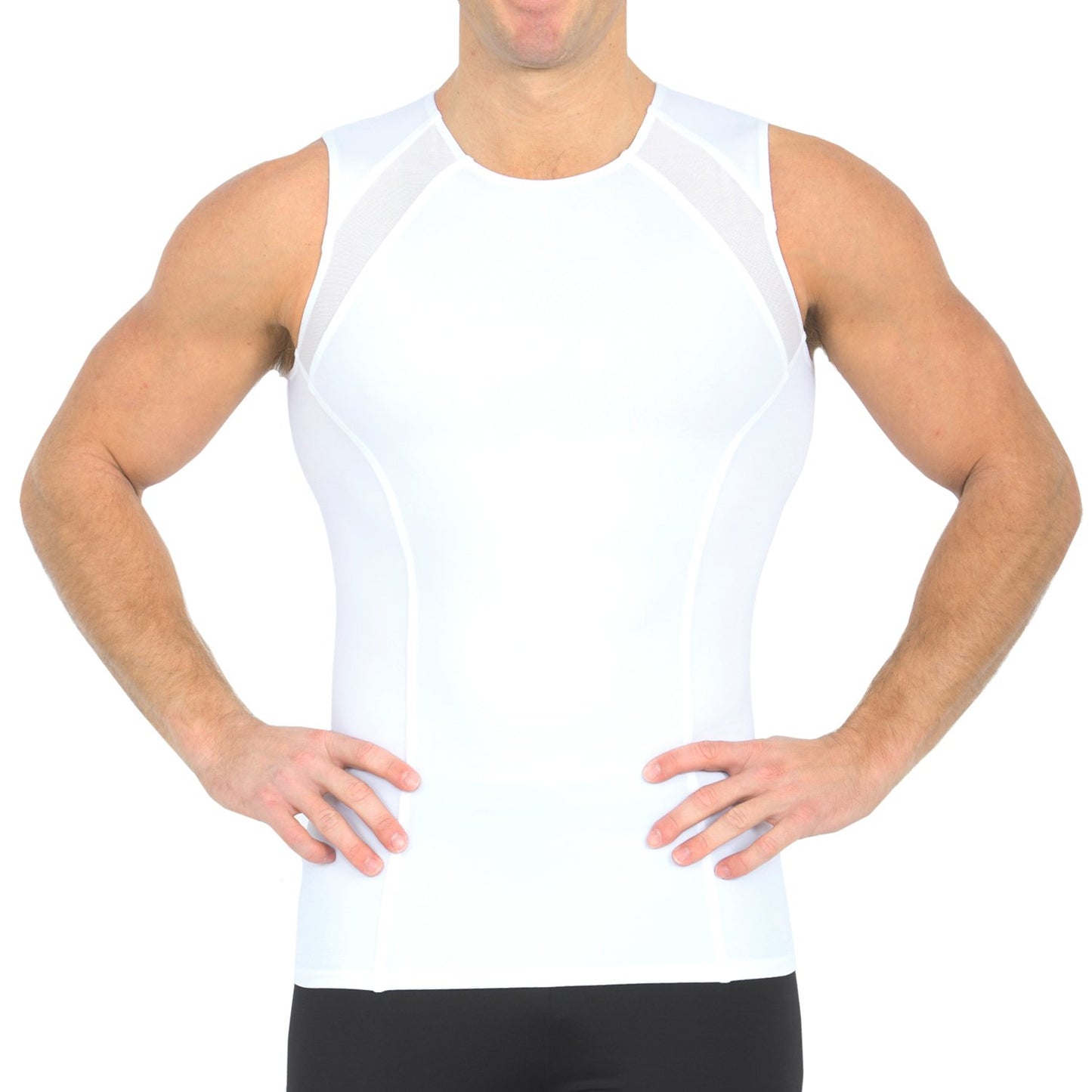 Insta Slim Compression Side & Back Mesh Panel Sleeveless Crew Neck