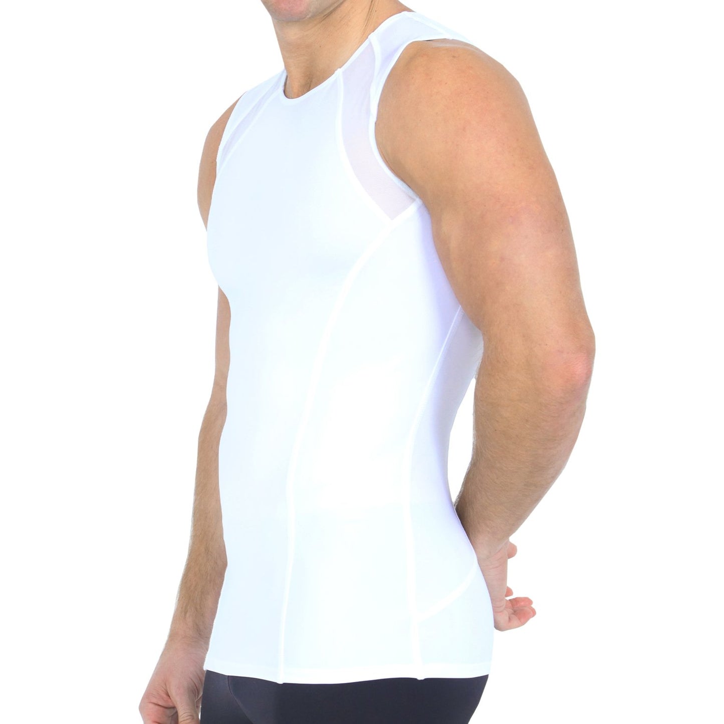 Insta Slim Compression Side & Back Mesh Panel Sleeveless Crew Neck