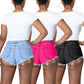 Women Bottom Lace-up Micro Tassel Denim Hot Pants Summer