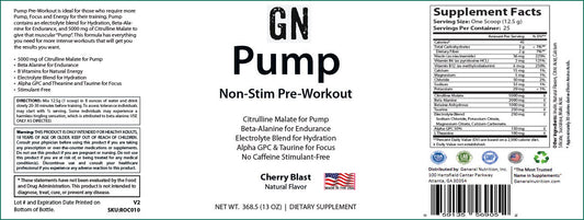 Pump Non-Stim Pre-Workout Cherry Blast 312g w/ Natural Flavor