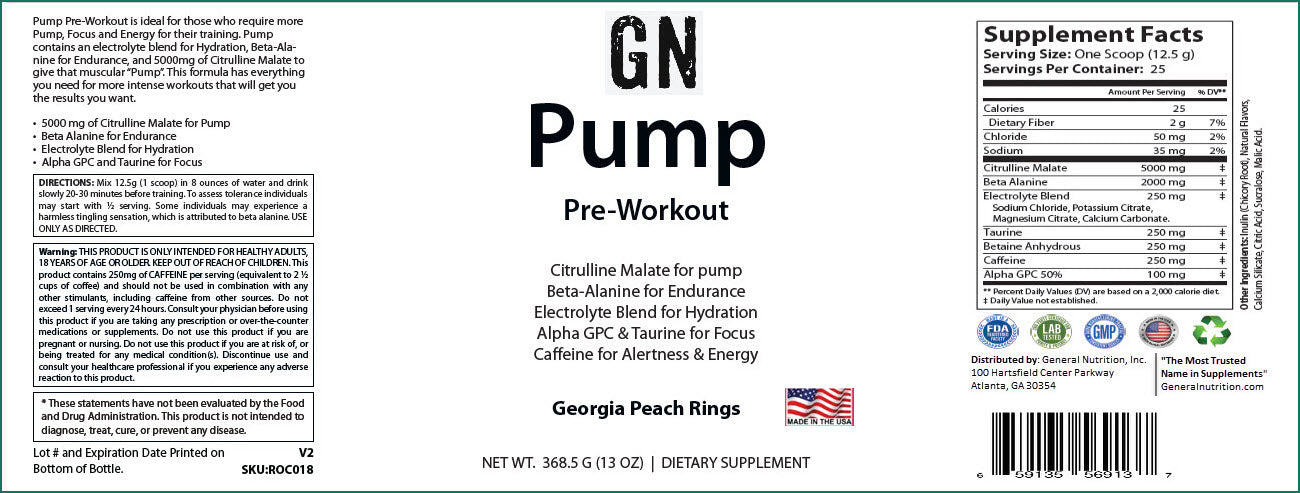 Pump Pre-Workout Georgia Peach Rings 312g