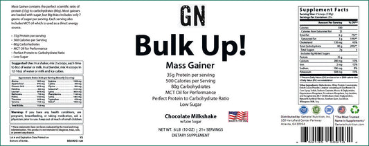 6lb Bulk Up! Mass Gainer Chocolate Milkshake w/Low Sugar