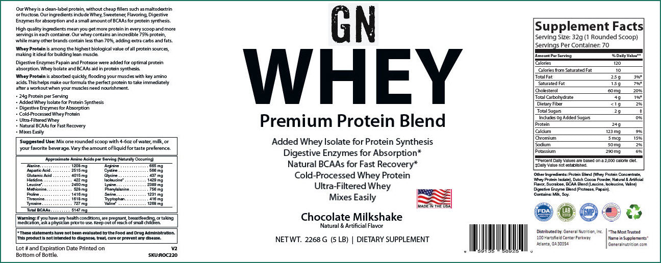 5lb Whey Protein Chocolate – 70 servings