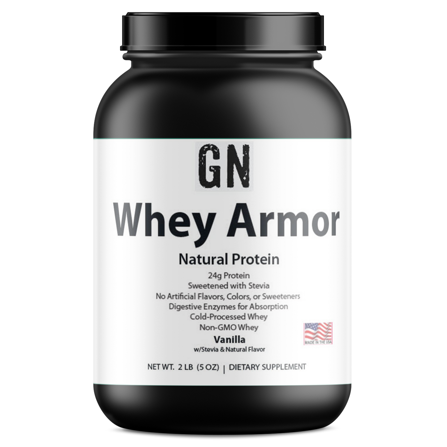 2lb Whey Armor Natural Protein Vanilla w/Stevia & Natural Flavor Non-GMO