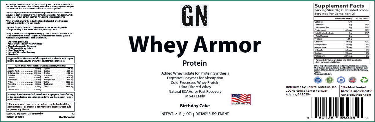 2lb Whey Armor Protein Birthday Cake