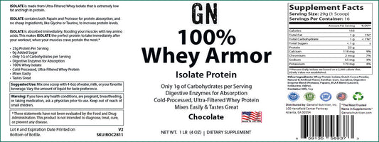 1lb 100% Whey Armor Isolate Protein Chocolate