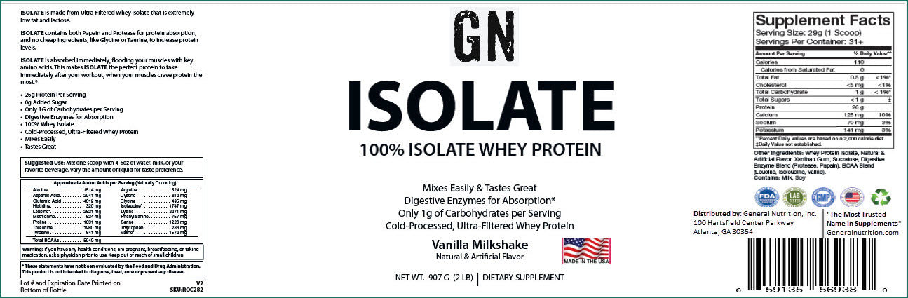 2lb 100% Whey Isolate Vanilla – 30 servings