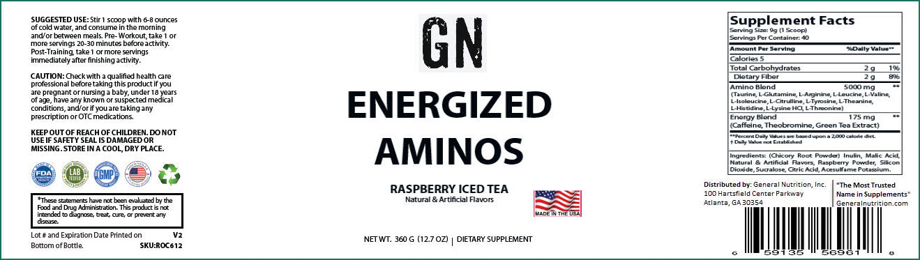 Energized Aminos Raspberry Iced Tea 360g – 40 serv