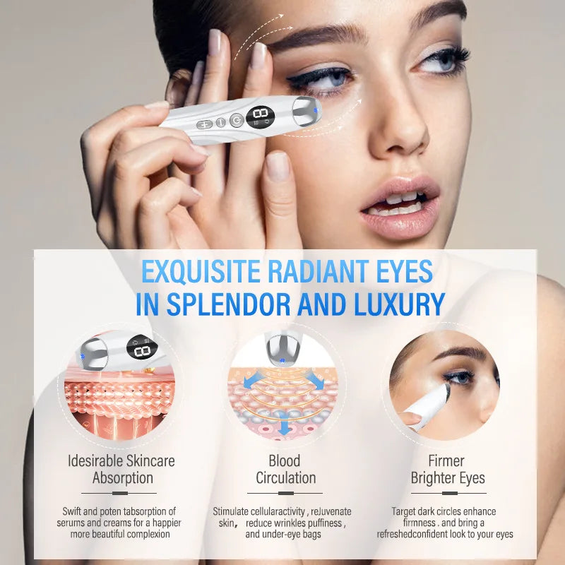 Electric Eye Massager Vibrating Beauty Device Color Light Heating