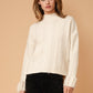 Women's Turtle Neck Fringe Sweater Top in Natural