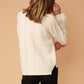 Women's Turtle Neck Fringe Sweater Top in Natural