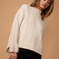 Women's Turtle Neck Fringe Sweater Top in Natural