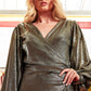 Long Sleeve Sequin Wrap Dress