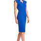 Point De Vu Dress - Cobalt Blue Sleeveless Notch Neck Midi Sheath
