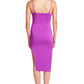 Vava Voom Dress - Pointed bodice satin midi body-con dress with side