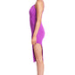 Vava Voom Dress - Pointed bodice satin midi body-con dress with side