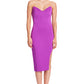 Vava Voom Dress - Pointed bodice satin midi body-con dress with side