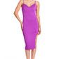 Vava Voom Dress - Pointed bodice satin midi body-con dress with side