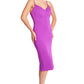 Vava Voom Dress - Pointed bodice satin midi body-con dress with side