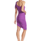 Harper Dress - Amethyst Ribbed & Ruched Asymmetric Bodycon with Bow
