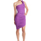 Harper Dress - Amethyst Ribbed & Ruched Asymmetric Bodycon with Bow