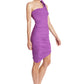 Harper Dress - Amethyst Ribbed & Ruched Asymmetric Bodycon with Bow