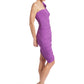 Harper Dress - Amethyst Ribbed & Ruched Asymmetric Bodycon with Bow