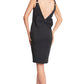 Homa Bow Back Dress - Black Satin Midi Dress with Sweetheart Neckline