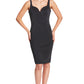 Homa Bow Back Dress - Black Satin Midi Dress with Sweetheart Neckline