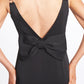 Homa Bow Back Dress - Black Satin Midi Dress with Sweetheart Neckline
