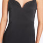 Homa Bow Back Dress - Black Satin Midi Dress with Sweetheart Neckline