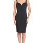 Homa Bow Back Dress - Black Satin Midi Dress with Sweetheart Neckline