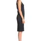 Homa Bow Back Dress - Black Satin Midi Dress with Sweetheart Neckline