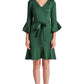 Tayte Dress - V-neck 3/4 sleeve dress with ruffle accents and self