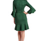 Tayte Dress - V-neck 3/4 sleeve dress with ruffle accents and self