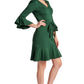 Tayte Dress - V-neck 3/4 sleeve dress with ruffle accents and self