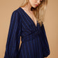 V-neck Checkered Dress in Night Plaid
