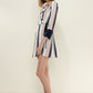 Women's Printed Wrap Dress With Cuff Binding in Multi Stripe