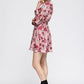 Women's Pajama floral Satin Wrap Front Flared Dress