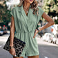 Solid Lapel Neck Dolman Sleeve Romper