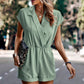 Solid Lapel Neck Dolman Sleeve Romper