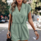Solid Lapel Neck Dolman Sleeve Romper