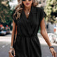 Solid Lapel Neck Dolman Sleeve Romper