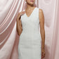 V-neck Sleeveless Bodycon Dress In Ivory