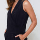 V-Neck Sleeveless Romper In Black