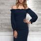 Women's Off Shoulder Bodycon Dress In Navy