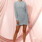 Women's Stand Collar Wrap Mini Dress In Cashmere Blue