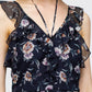 Wax Flower Mini Ruffled Sleeveless Dress