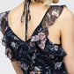 Wax Flower Mini Ruffled Sleeveless Dress